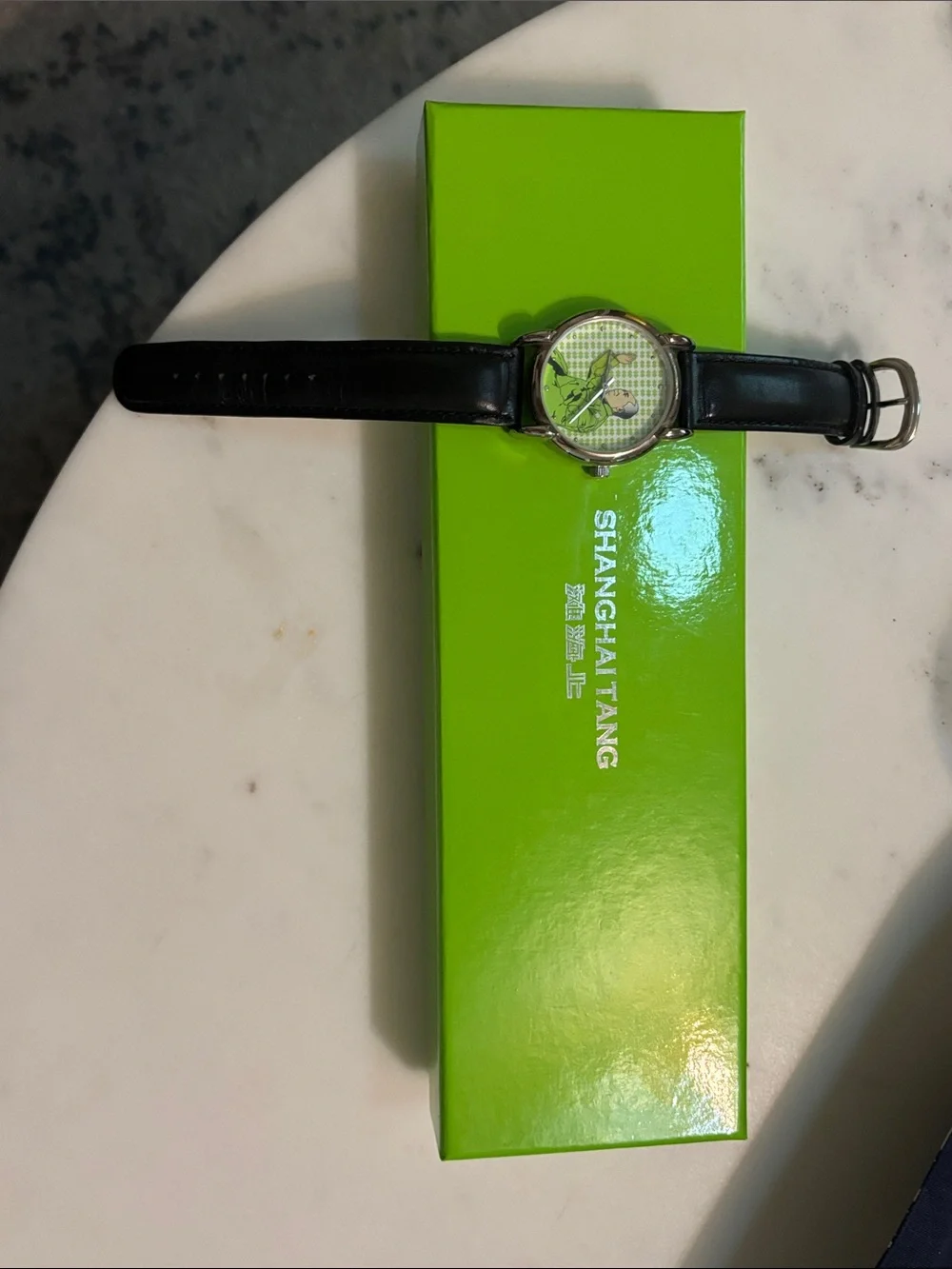 Shanghai Tang Waving Mao Watch green w/ black leather, RARE, with box and bag